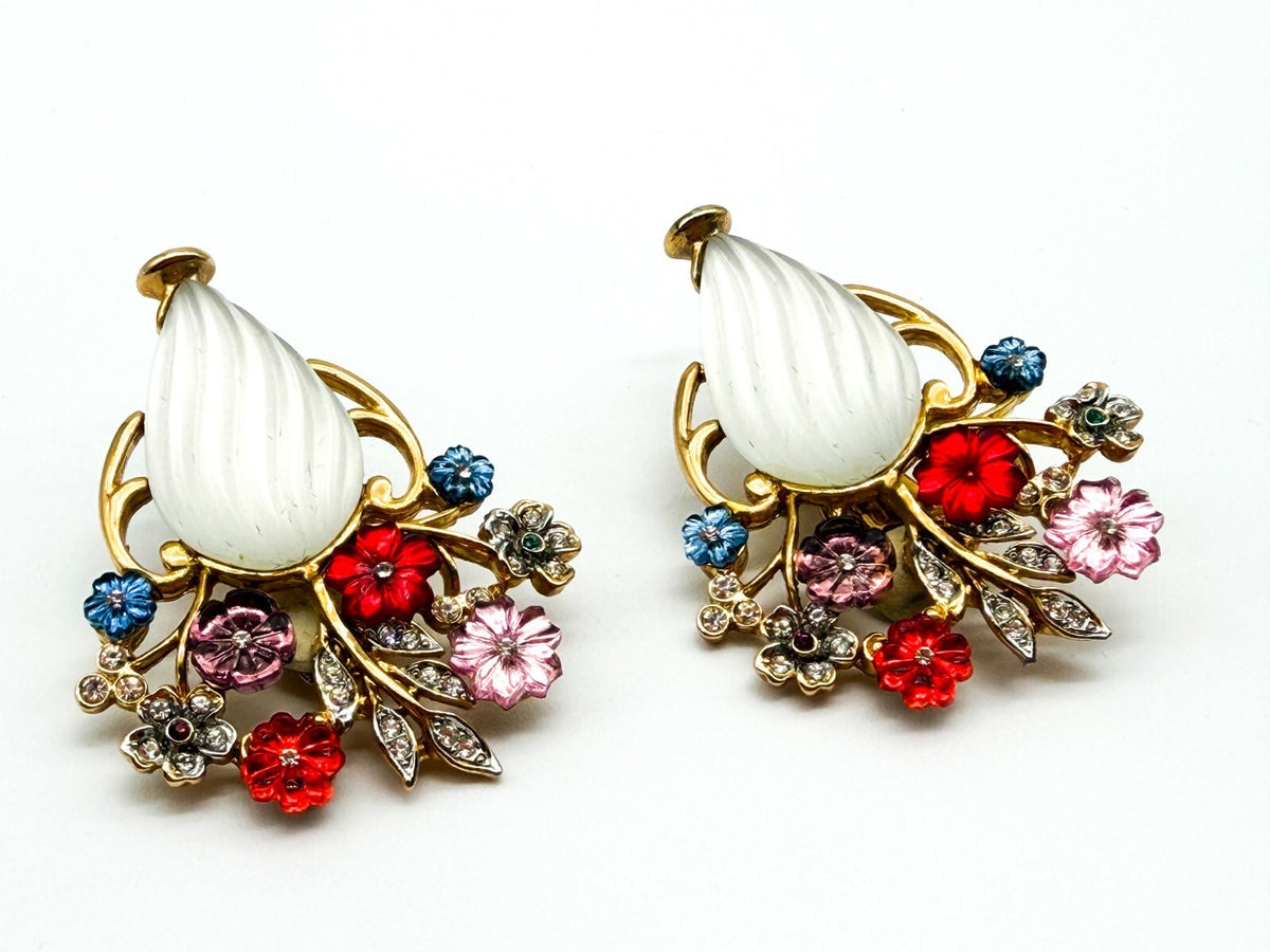 Vintage Craft (Gem-Craft) Adrien Mann Couture Giardinetti Brooch & Clip Ons