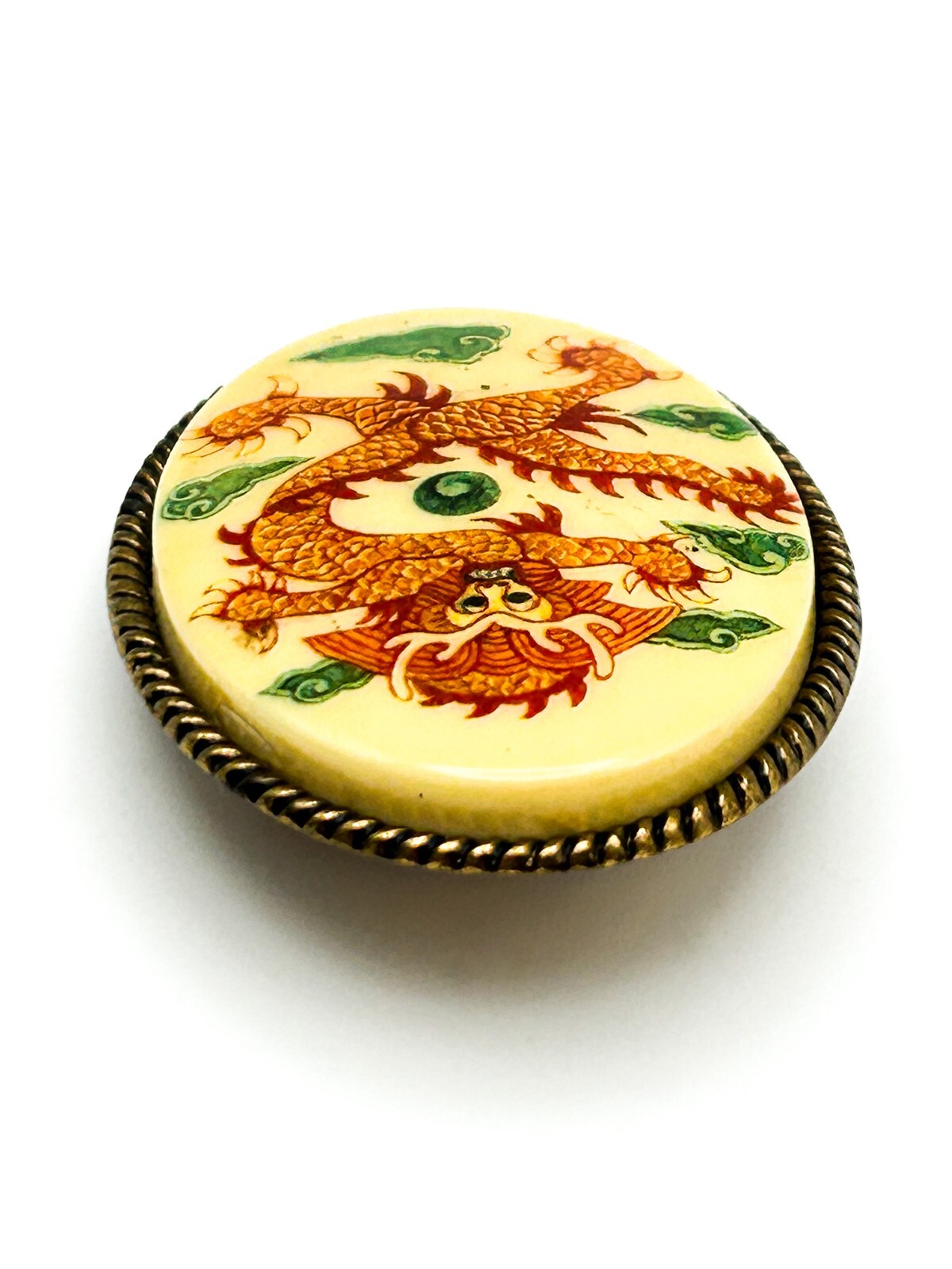 Vintage Oriental-Style Dragon Scarf Clip in Brass Tone (c. 1960s–1970s)