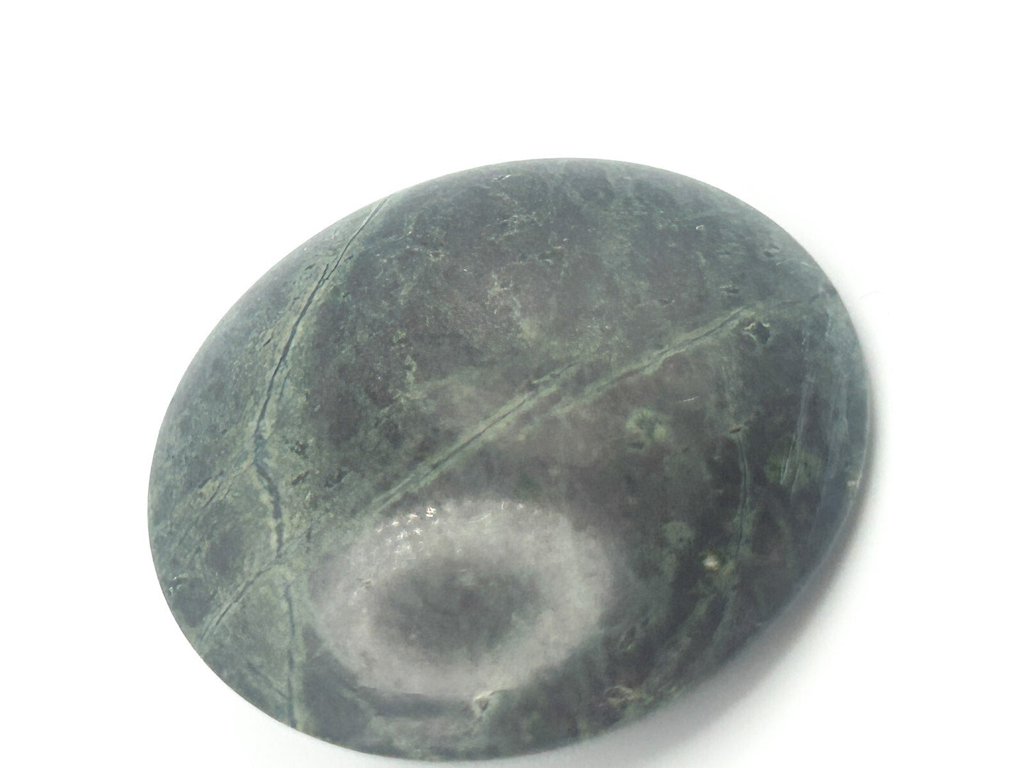 Vintage Semi-Precious Moss Agate Brooch - Circular and Domed Gemstone