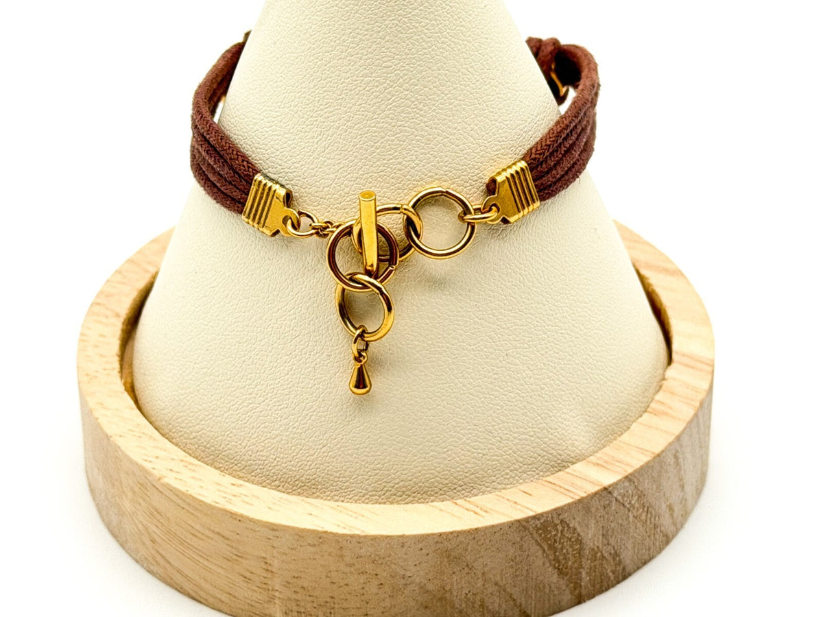 Avon Ladies Quartz Watch Gold Tone Brown Cord Strap Untested