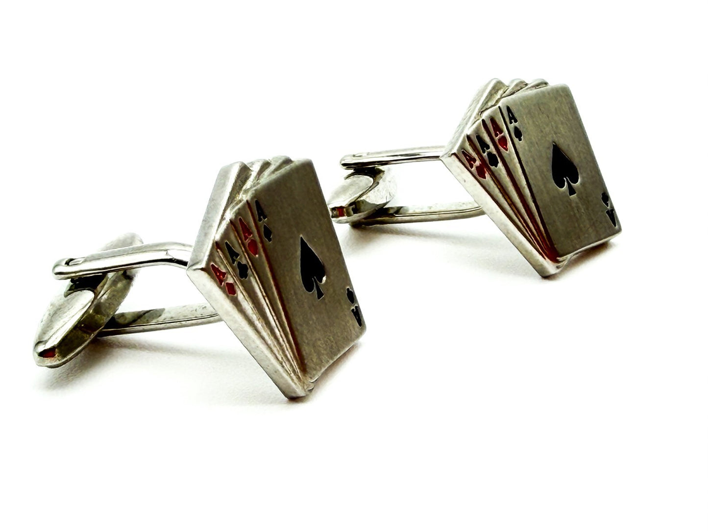 Thomas Nash Playing Card Novelty Cufflinks Silver Tone 4 Aces