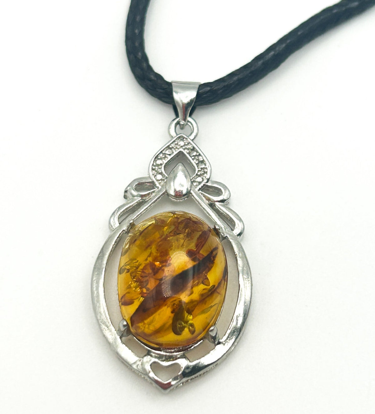 Gemstone Pendant Cord Necklace Bundle Tiger Eye, Unakite & Amber Pendant