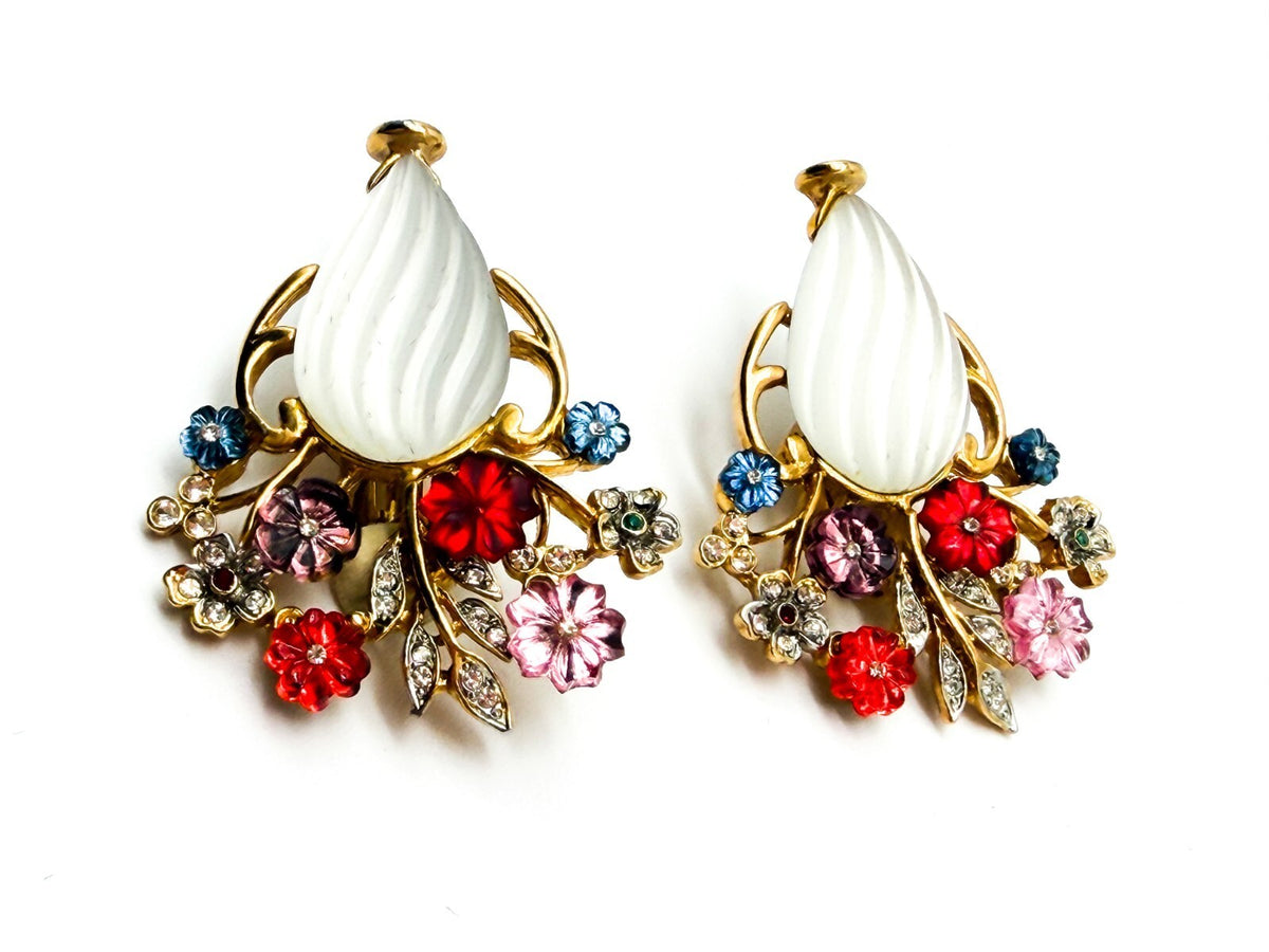 Vintage Craft (Gem-Craft) Adrien Mann Couture Giardinetti Brooch & Clip Ons