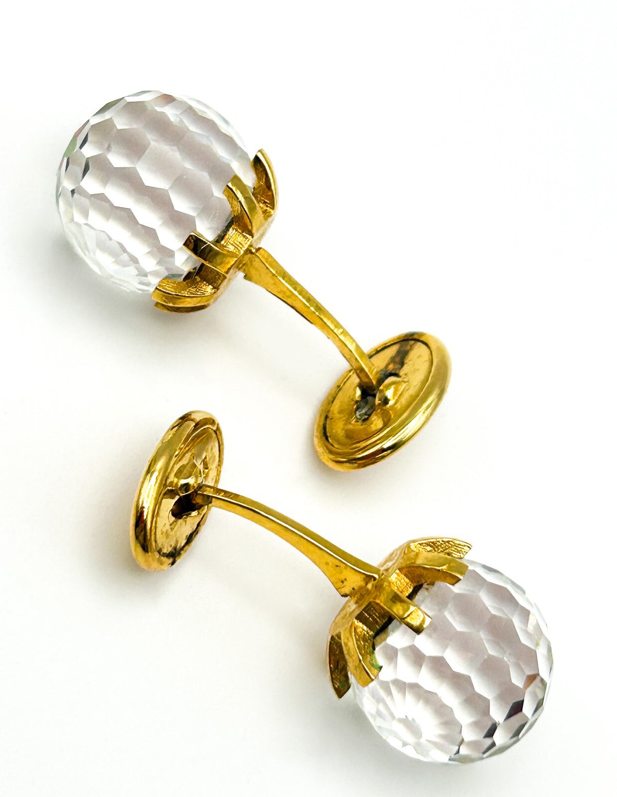 Don Loper Rock Crystal Cufflinks Gold Tone Iridescent Colour Shift Vintage Boxed