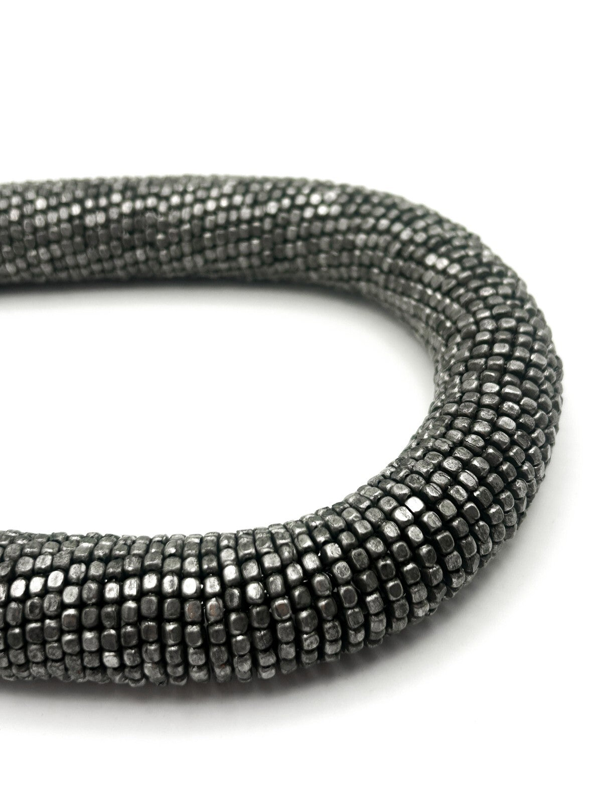 Industrial Coiled Chunky Statement Necklace – Silver Tone – 20”