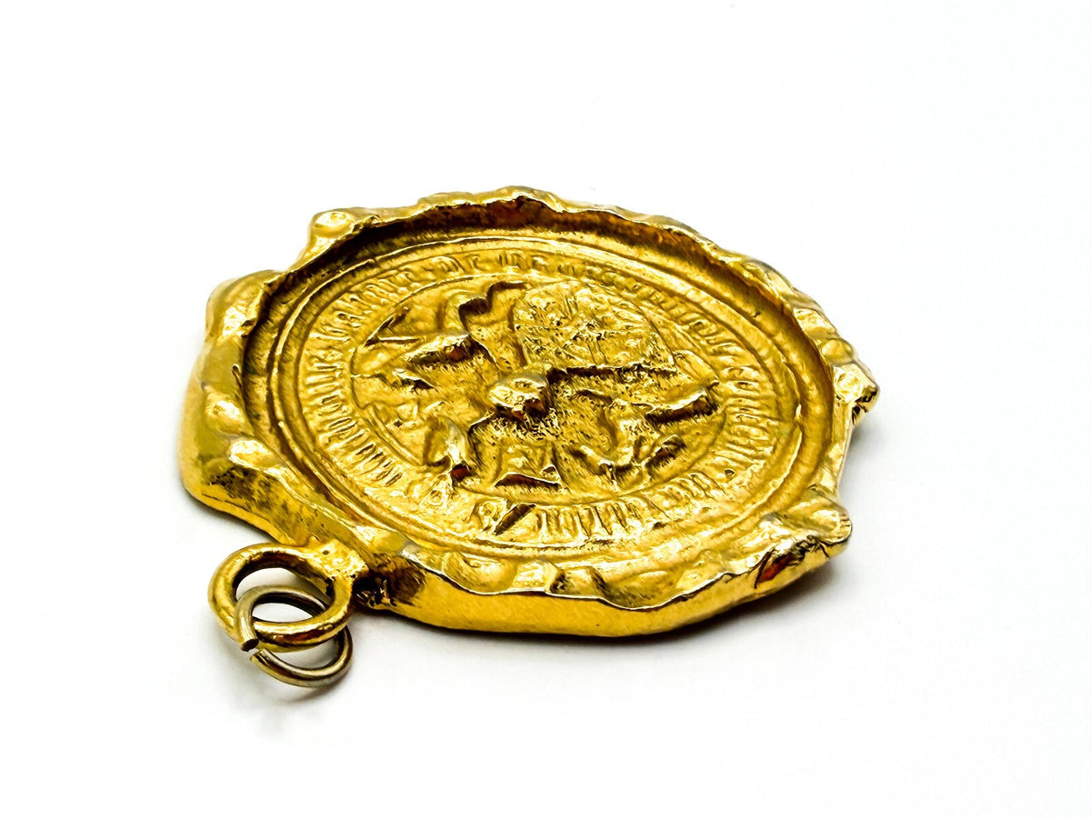 Vintage Accessocraft Etruscan Revival Medallion Pendant – Byzantine Eagle Crest