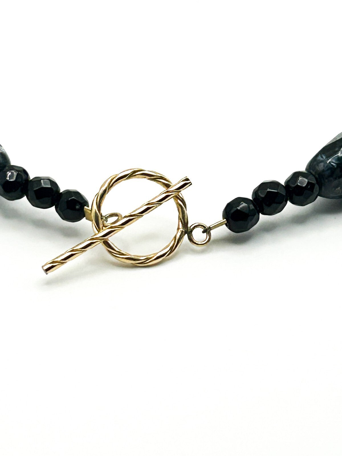 Black & White Dragon Vein Agate Semi-precious Necklace Faceted Black Chalcedony