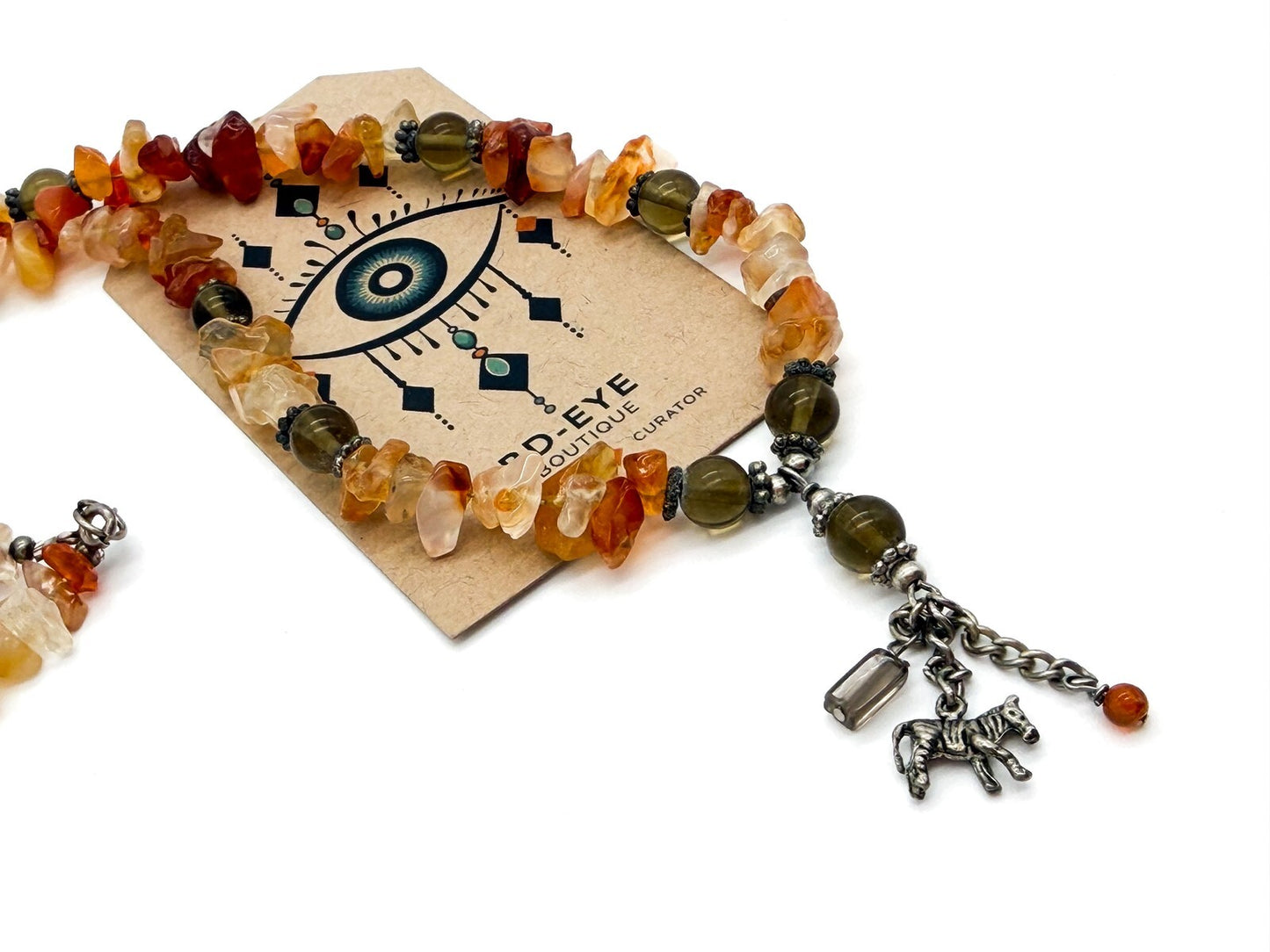 Boho Citrine Carnelian Chip Necklace Tassel Pendant Quartz Gemstone 19.5”