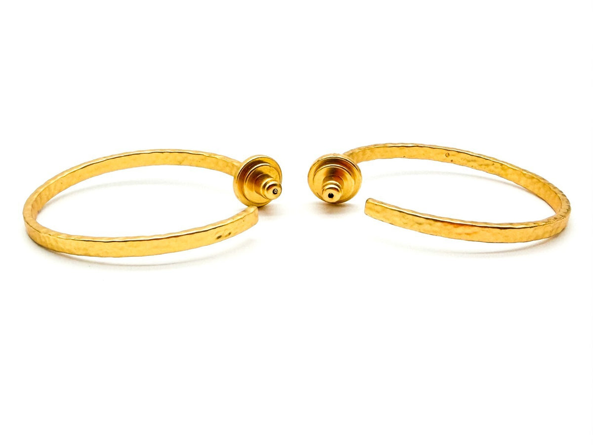 Gold Tone Textured Modern Hoop Earrings Hammered Effect Statement Hoops 4cm