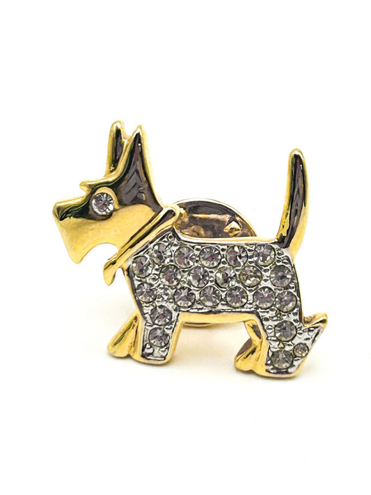 Vintage Signed Ballou REG'D / Ciro Gold Tone Scottish Terrier Scottie Dog Brooch