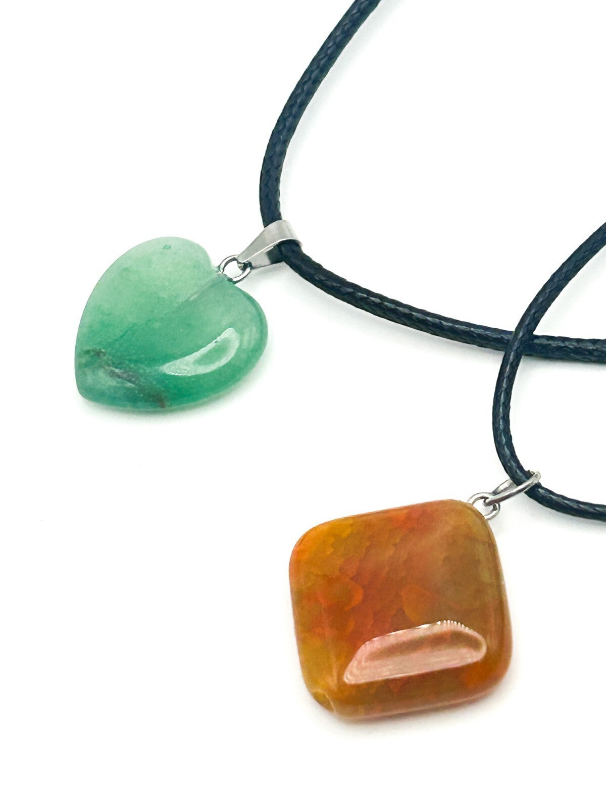 Gemstone Pendant Necklace Bundle – Carnelian, Quartz Penguin, Aventurine Heart