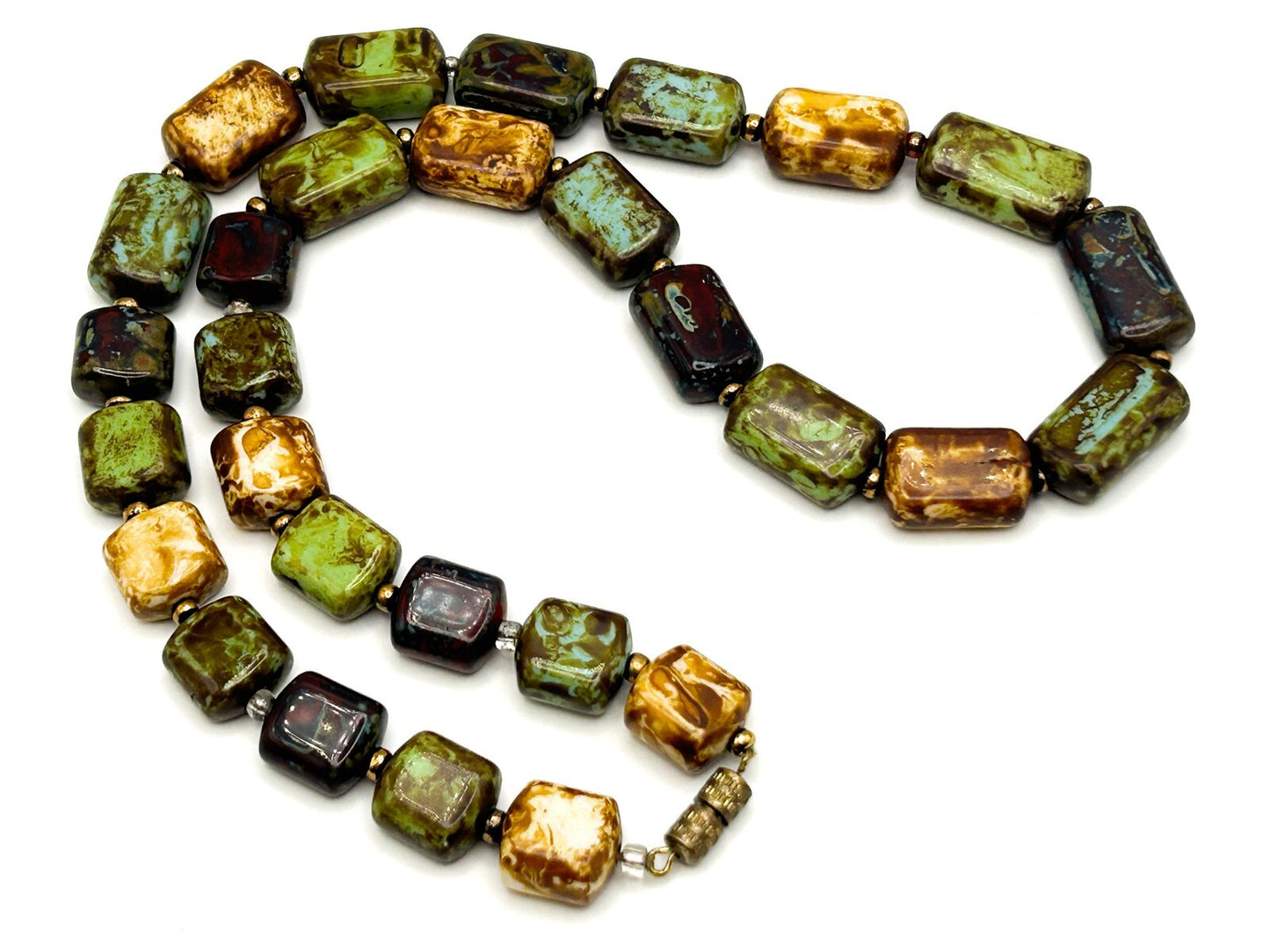 Vintage Picasso Mottled Glass Bead Necklace – 21.5”