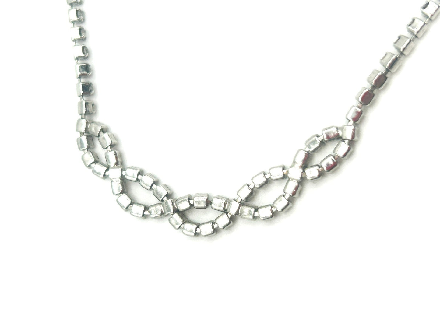 Vintage Rhinestone Infinity Design Necklace