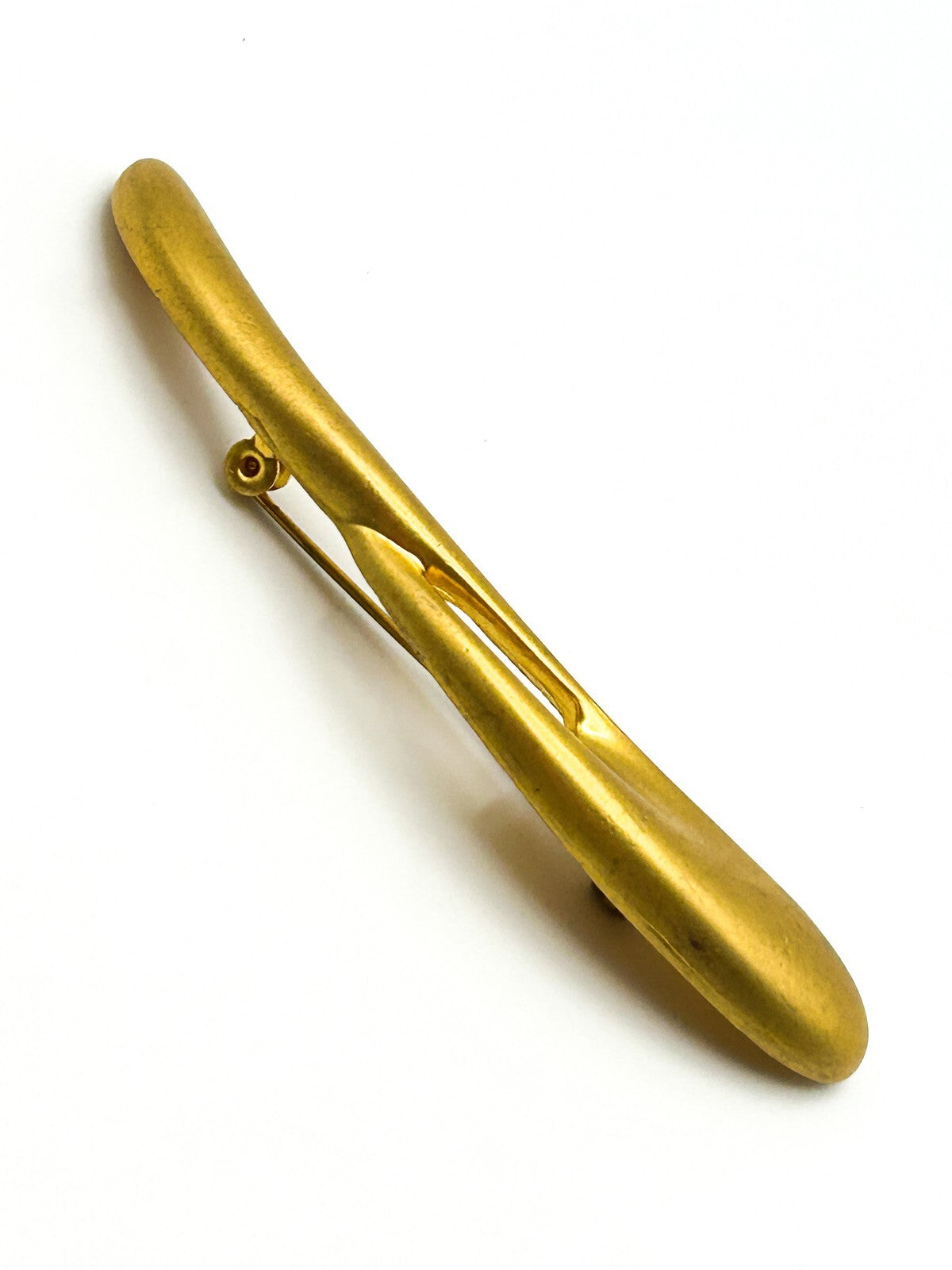 Gold Tone Abstract Sculptural Brooch with Brushed Finish