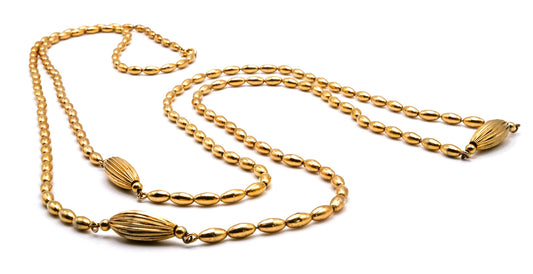 Napier Gold Tone Oval Bead Long Strand Necklace – 64”