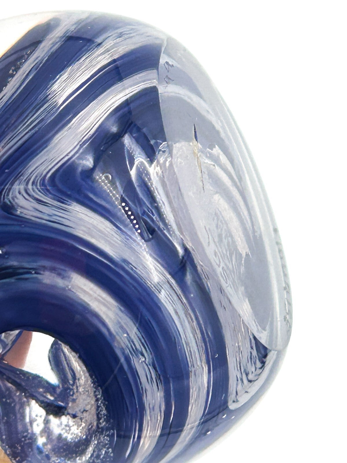 Vintage 1999 Signed SGL Blue Swirl 'Flourise' Paperweight Art Glass