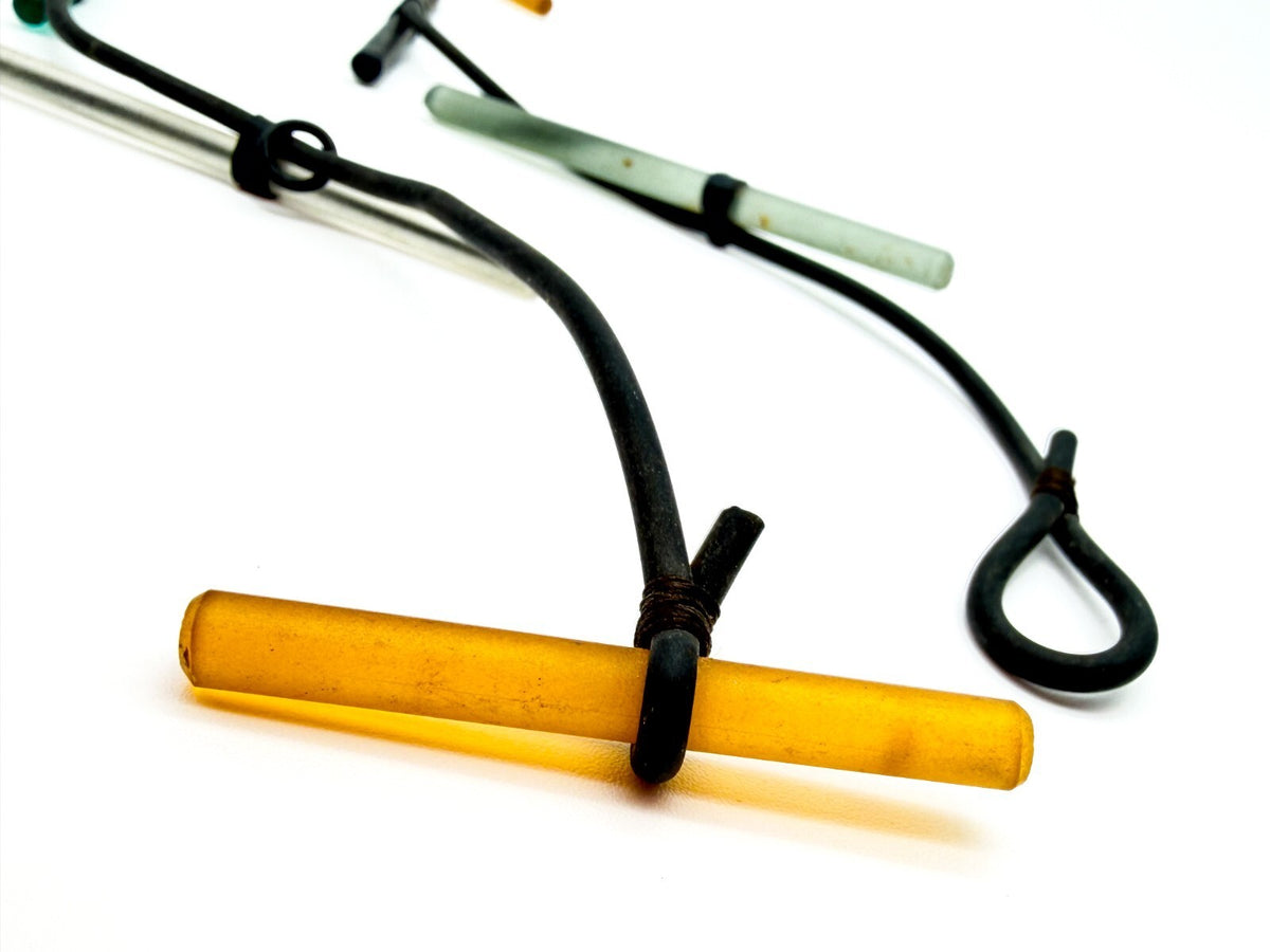 Retro Abstract Glass Bar Necklace Black Cord Modernist Style Minimalist Artisan