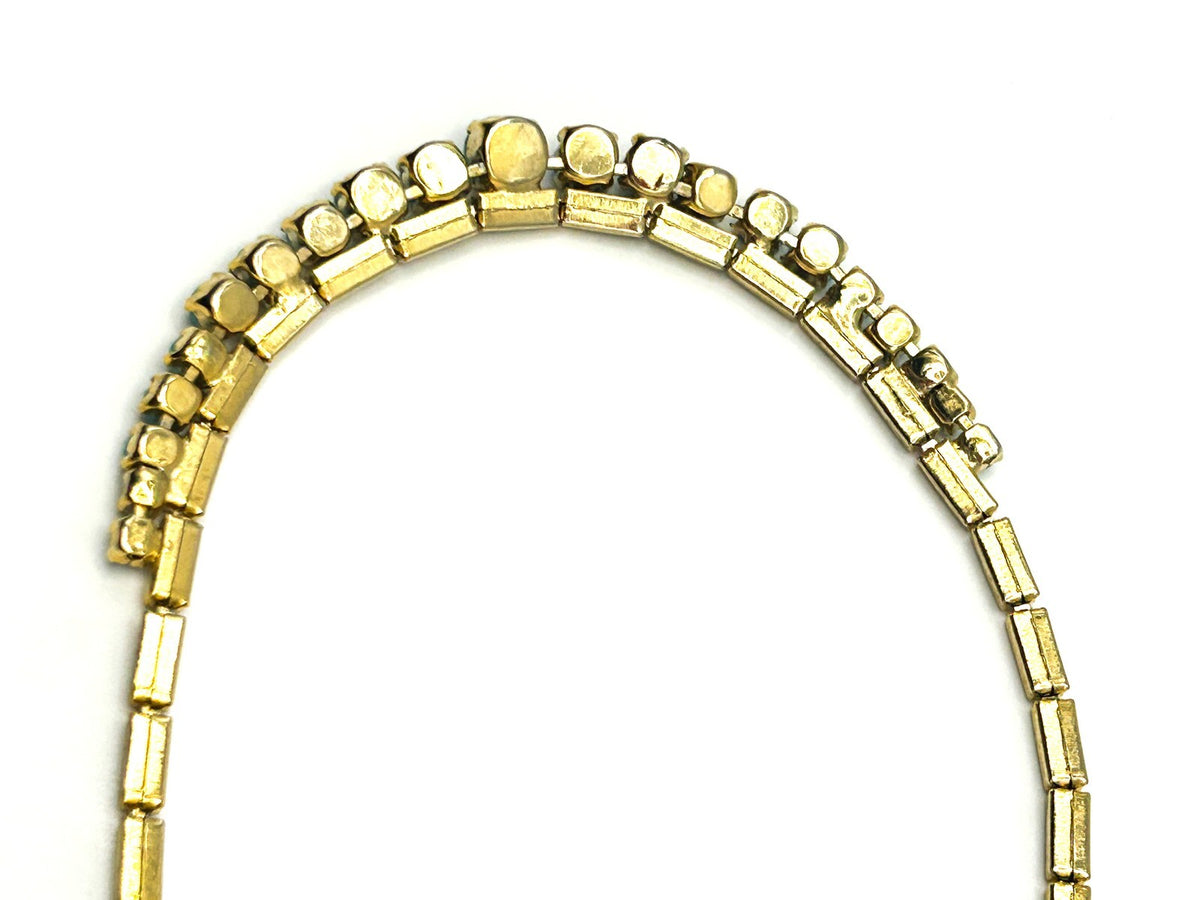 Vintage Pennino Gold Tone & Turquoise Glass Necklace