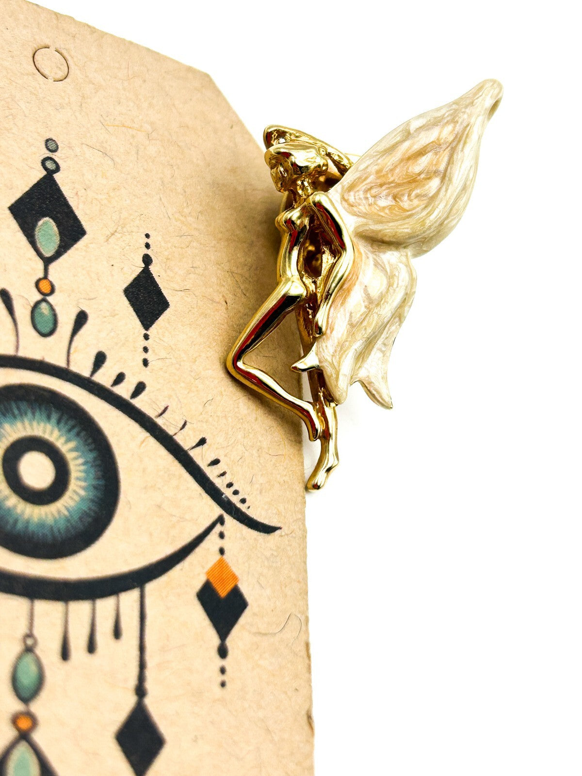 Kirks Folly Winged Fairy Brooch Enamel Gold Tone Pin Whimsical Signed