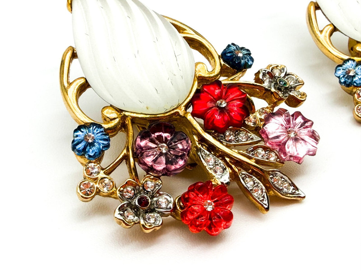 Vintage Craft (Gem-Craft) Adrien Mann Couture Giardinetti Brooch & Clip Ons