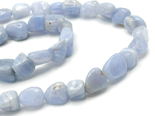 Blue Lace Agate Necklace & Bracelet Set - Semi Precious Gemstone Naturals Boho