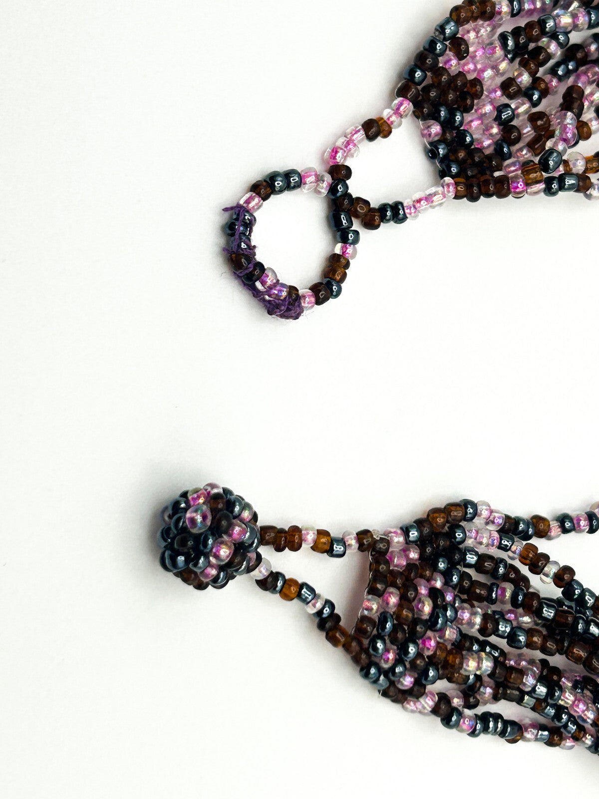 Vintage 11 Layer Amethyst, Quartz & Glass Beaded Purple Tones Statement Necklace