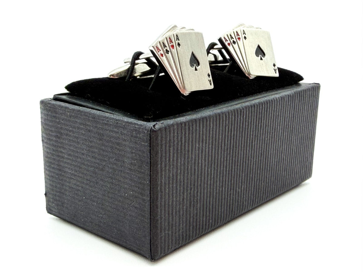 Thomas Nash Playing Card Novelty Cufflinks Silver Tone 4 Aces