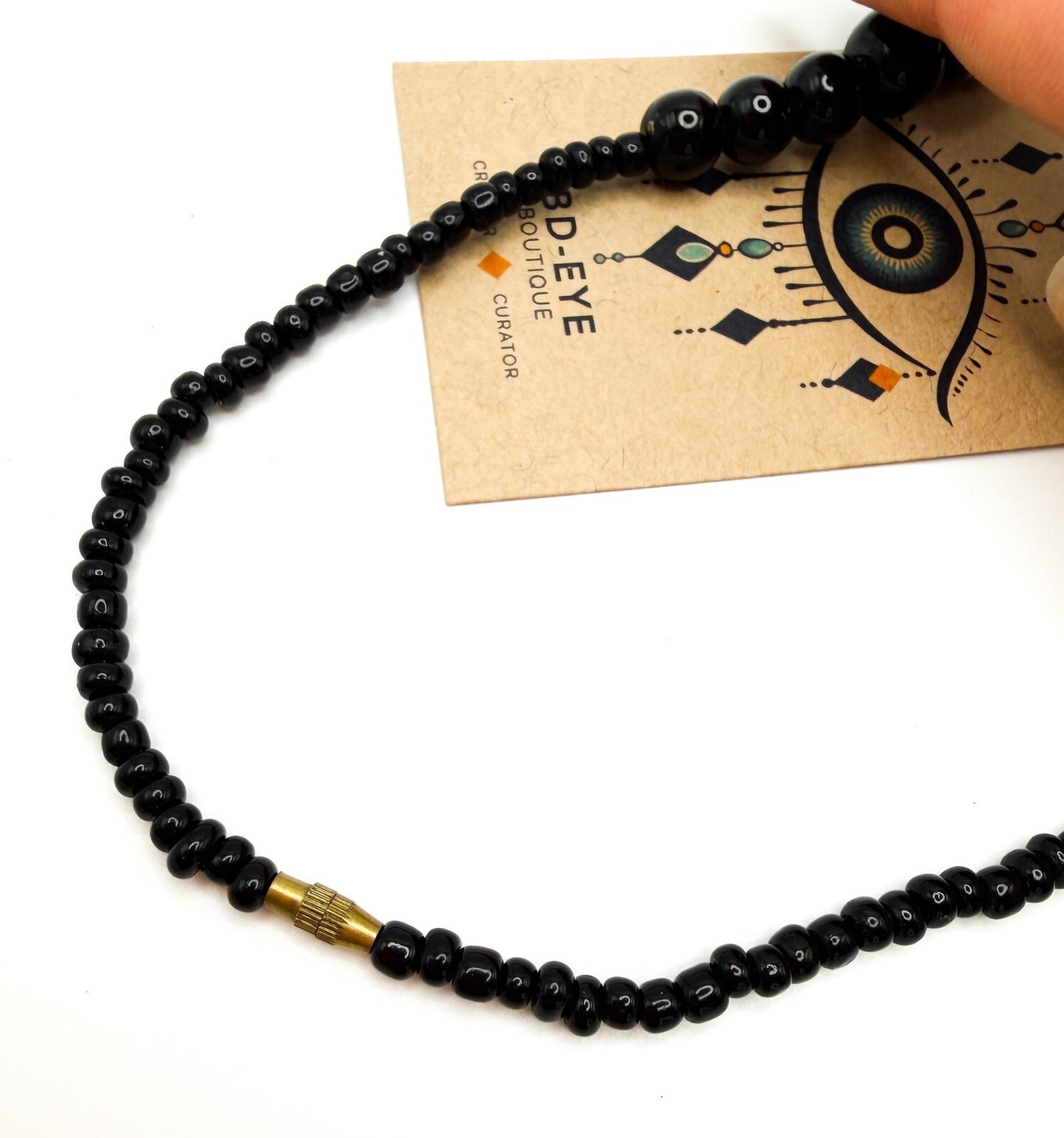 Chunky Vintage Carved Clay and Blue Marble-effect Swirl Beaded Necklace - 20"