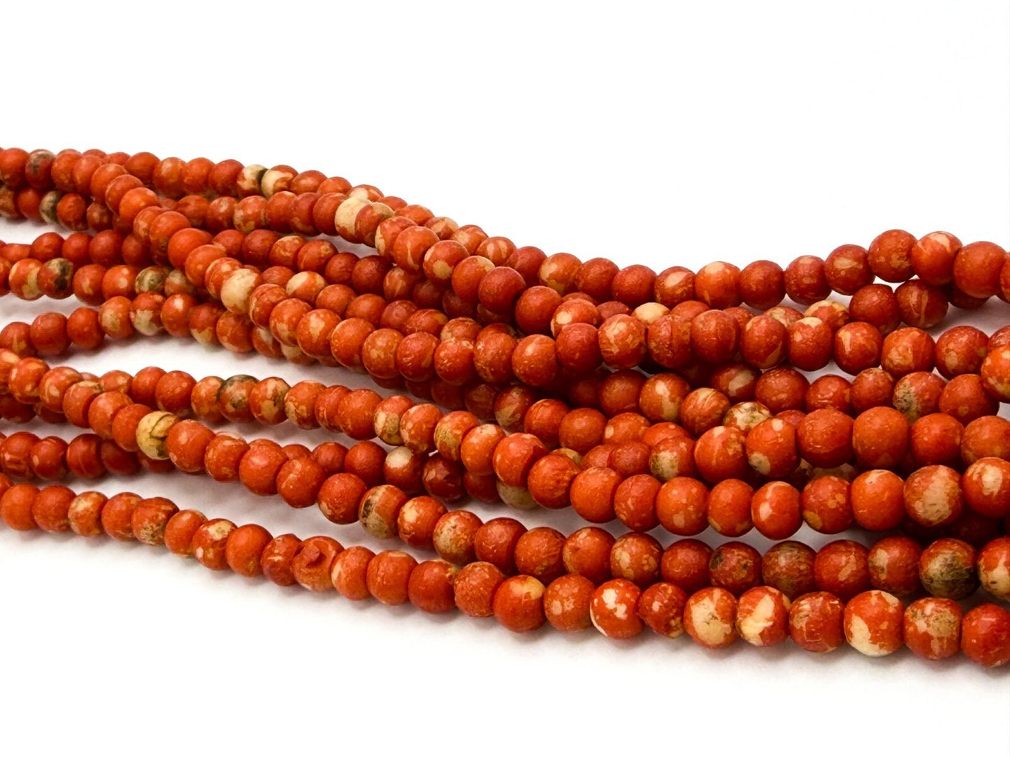 Multi Strand Red Coral Bead Necklace Ornate Oval Pendant 19 Inch Statement