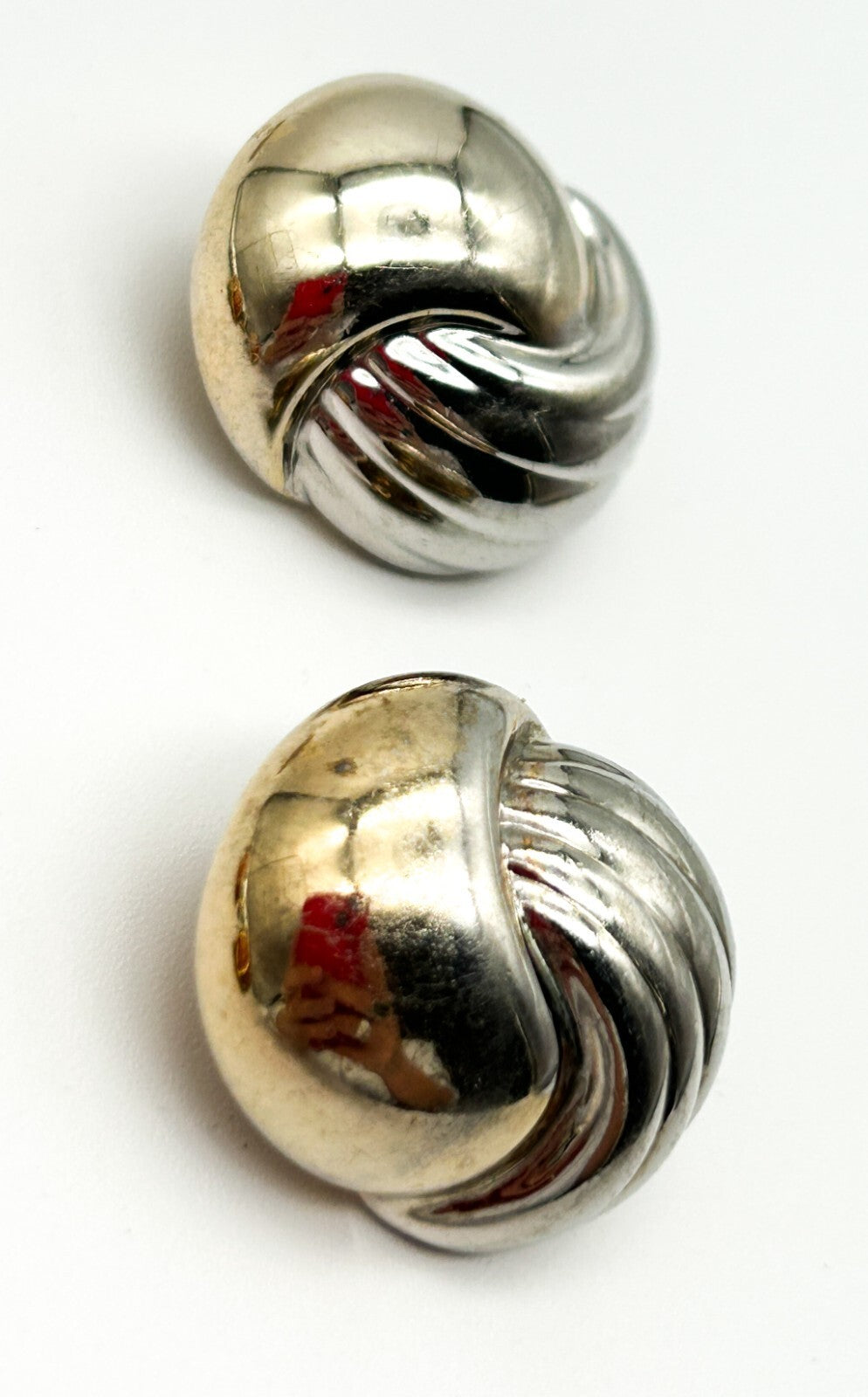 Vintage Chunky Gold and Silver Tone and Enamel Clip On Earrings Bundle 80s Retro