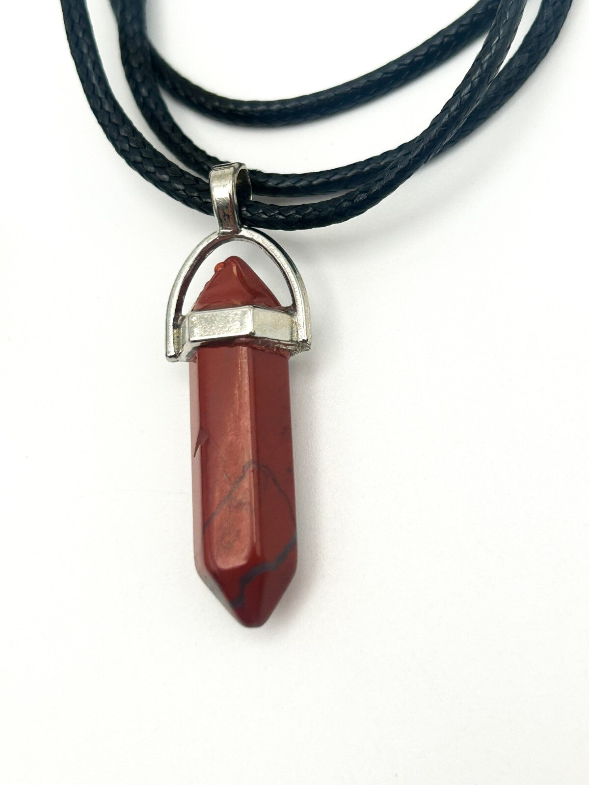 Gemstone Pendant Cord Necklace Bundle – Rose Quartz, Red Jasper Point, Sodalite