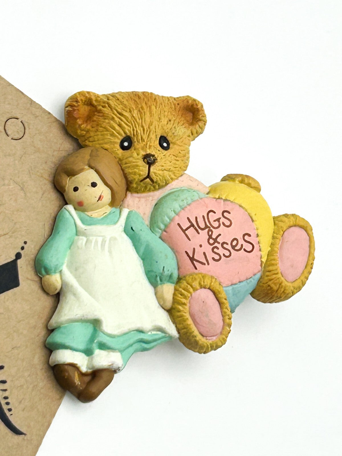 Vintage Cherished Teddies Brooch Teddy & Doll 1993 Collectible Pin
