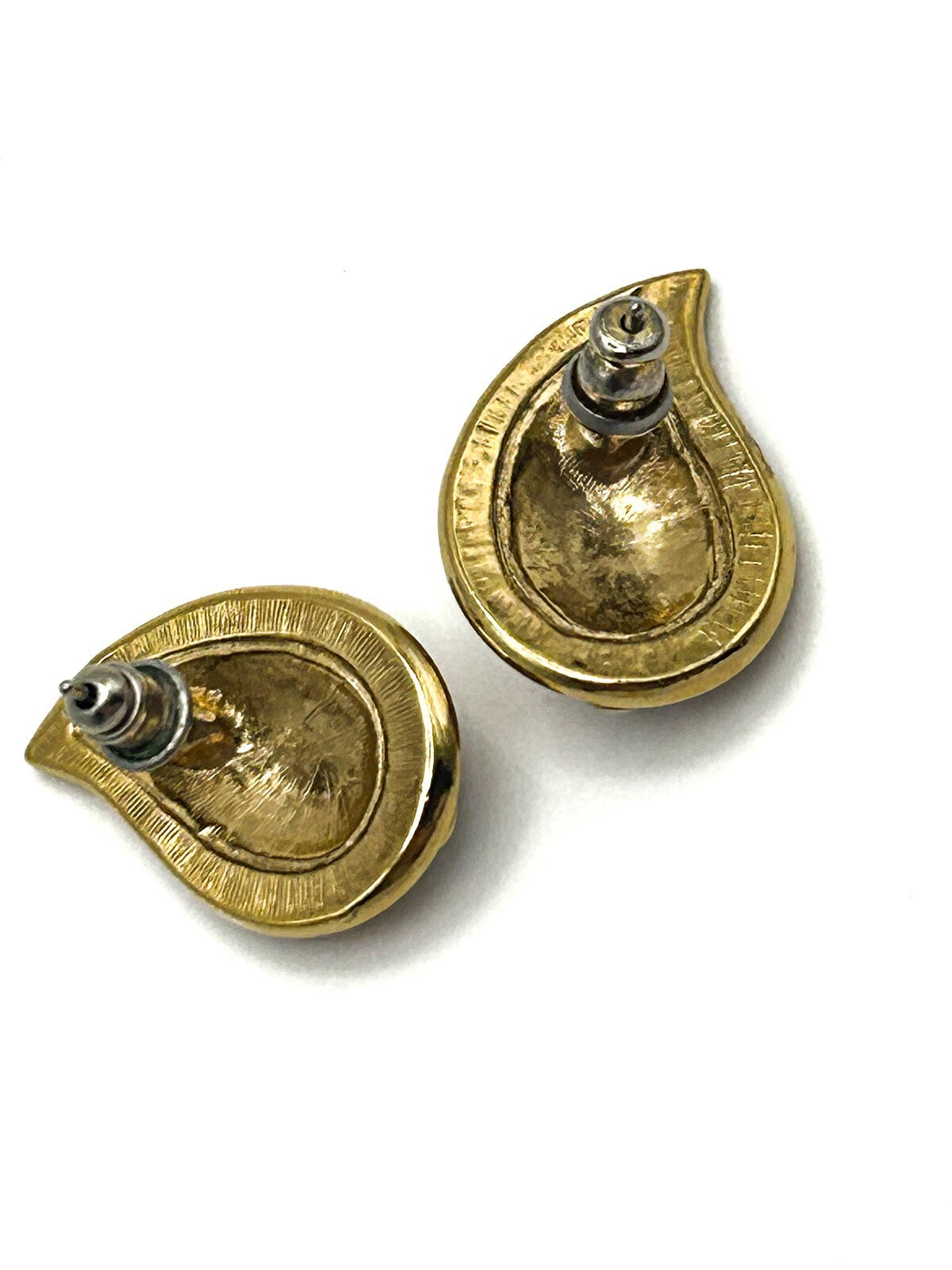 Vintage (90s) Avon Gold Tone Rope-effect Teardrop Stud Earrings