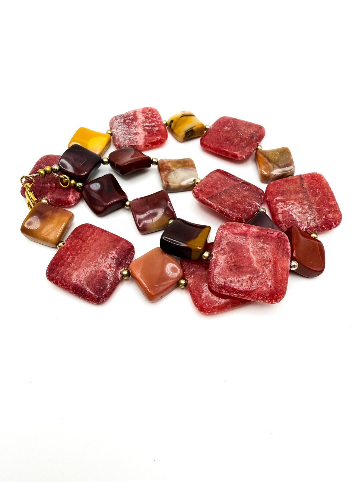 Chunky Rhodonite & Jasper Necklace - Substantial Semi-Precious Pink Gemstones