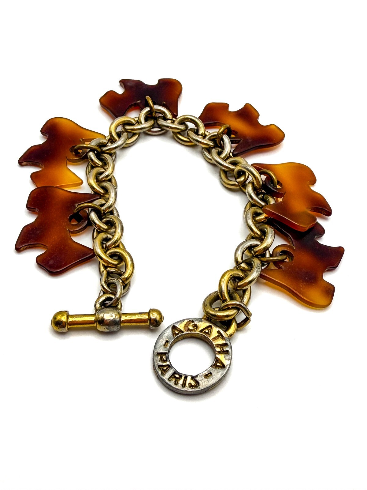 Vintage Agatha Paris Lucite Scottie / Scottish Terrier Dog Chain Bracelet