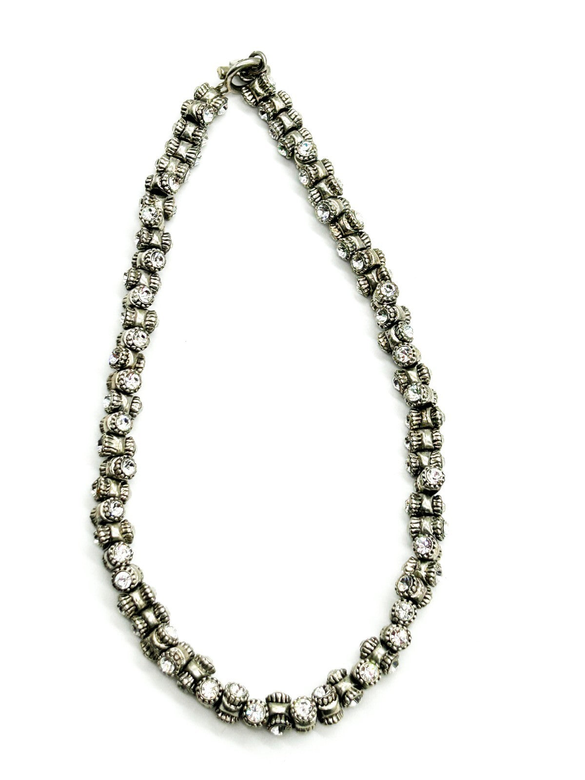 Roderigo Otazu Swarovski Crystal Silver Tone Barrel Choker Statement Necklace
