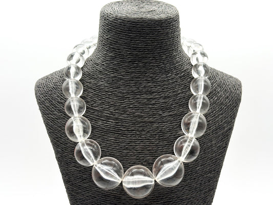 Vintage Clear Acrylic Bead Necklace Chunky Graduated Transparent Bubble 90s Y2K
