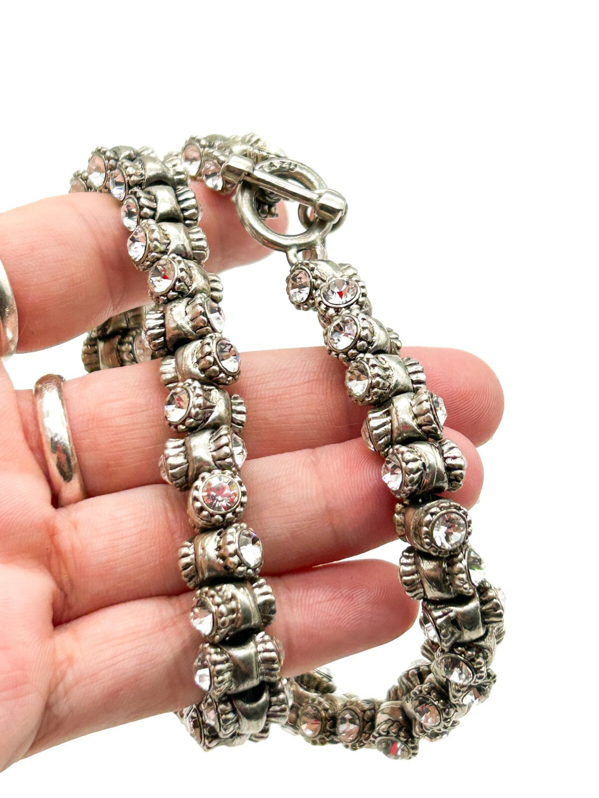 Roderigo Otazu Swarovski Crystal Silver Tone Barrel Choker Statement Necklace