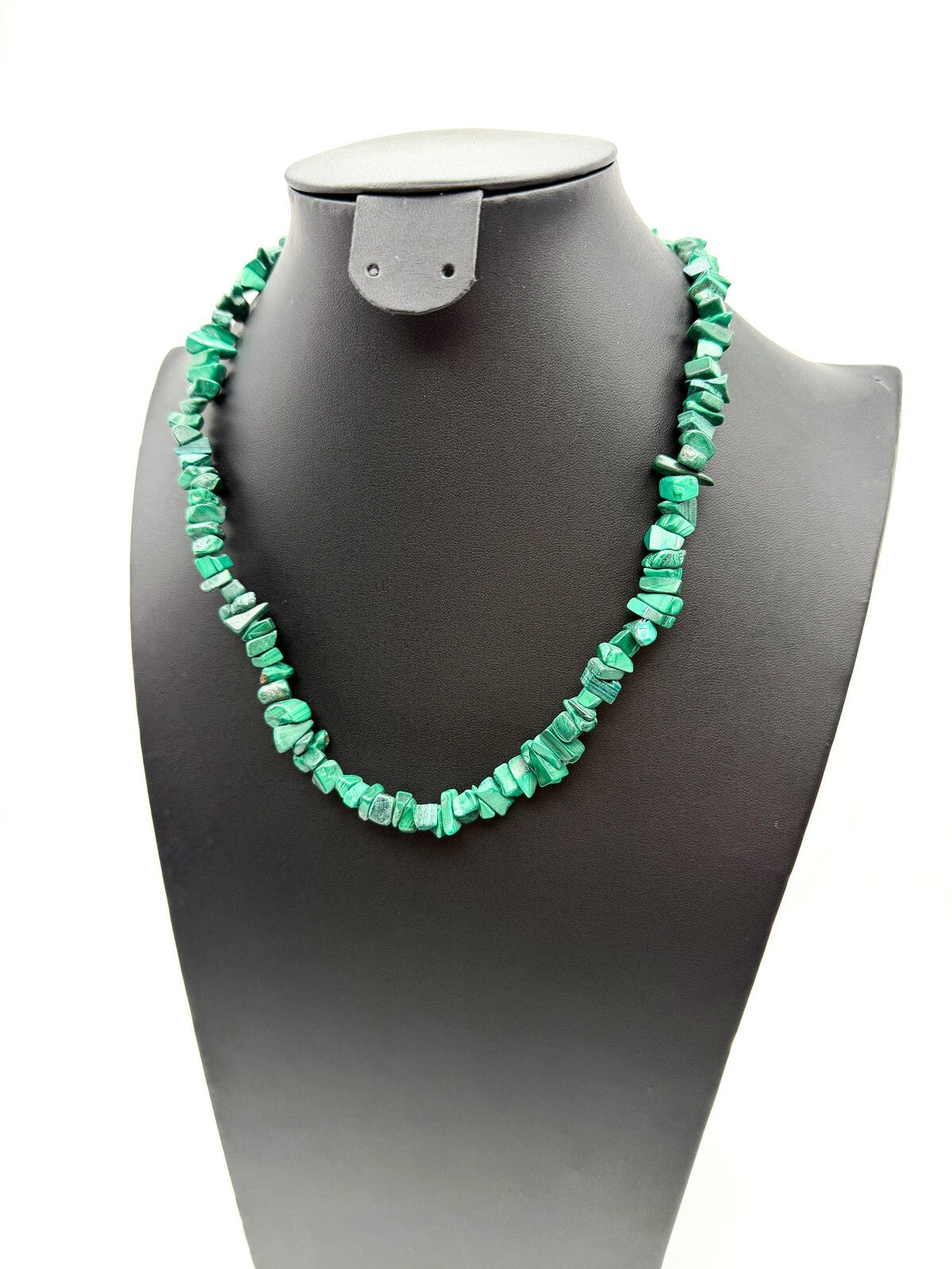 Vintage Malachite Chip Necklace - Semi-precious Gemstones - 19" - Boho, Green