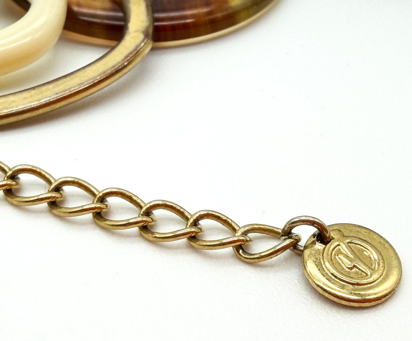 Virgin Vie Retro Gold Tone Charm Bracelet with Mixed Acrylic Hoops & Drops