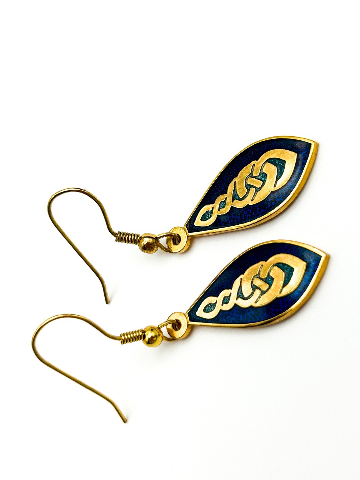 VTG Celtic Lands Sea Gems Collection Blue Enamel & Gold-Plated Teardrop Earrings