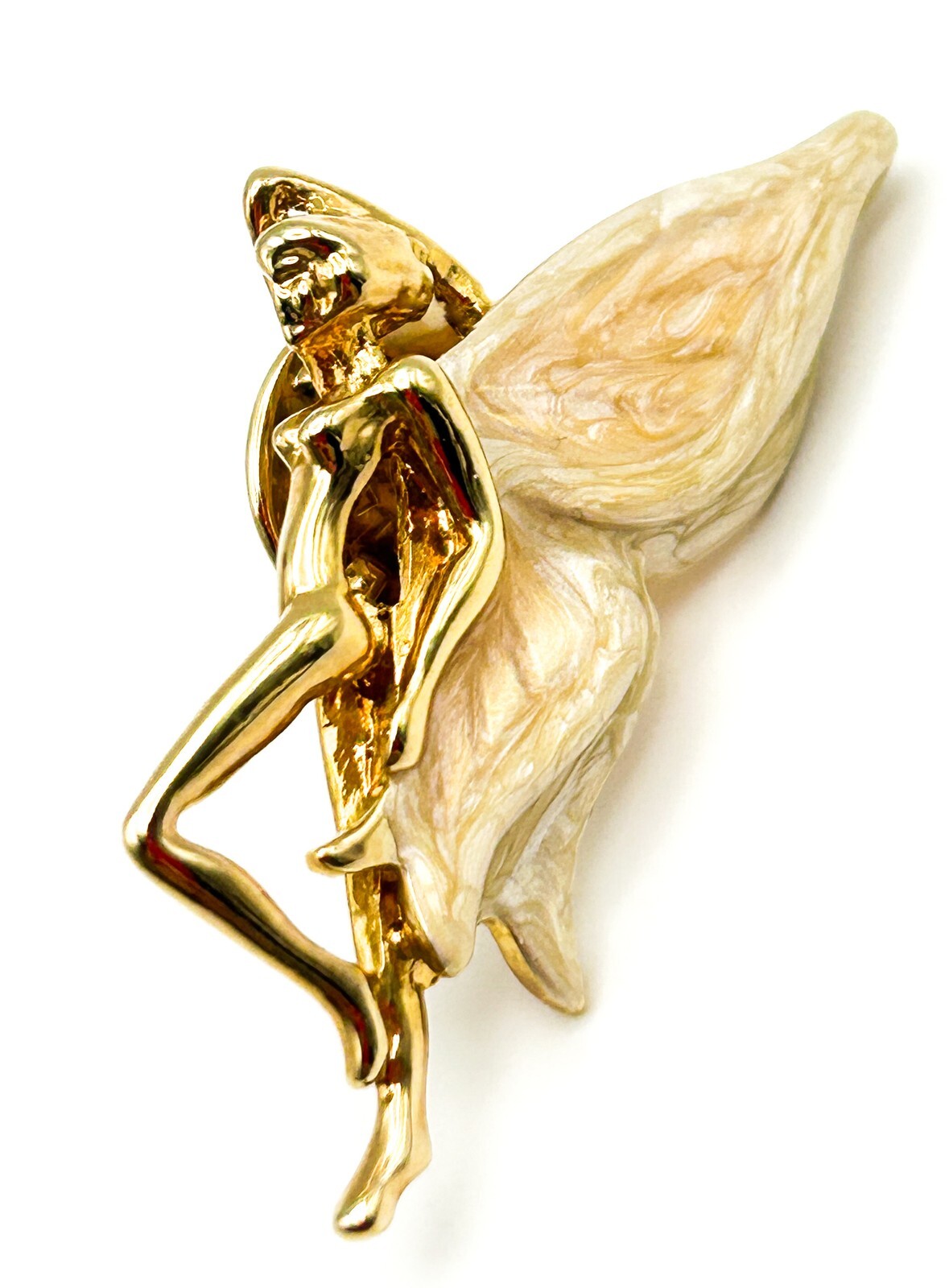 Kirks Folly Winged Fairy Brooch Enamel Gold Tone Pin Whimsical Signed