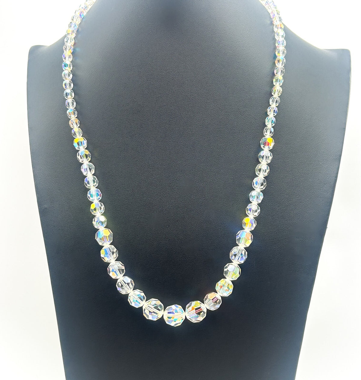 Vintage Single Graduated Strand Aurora Borealis Necklace