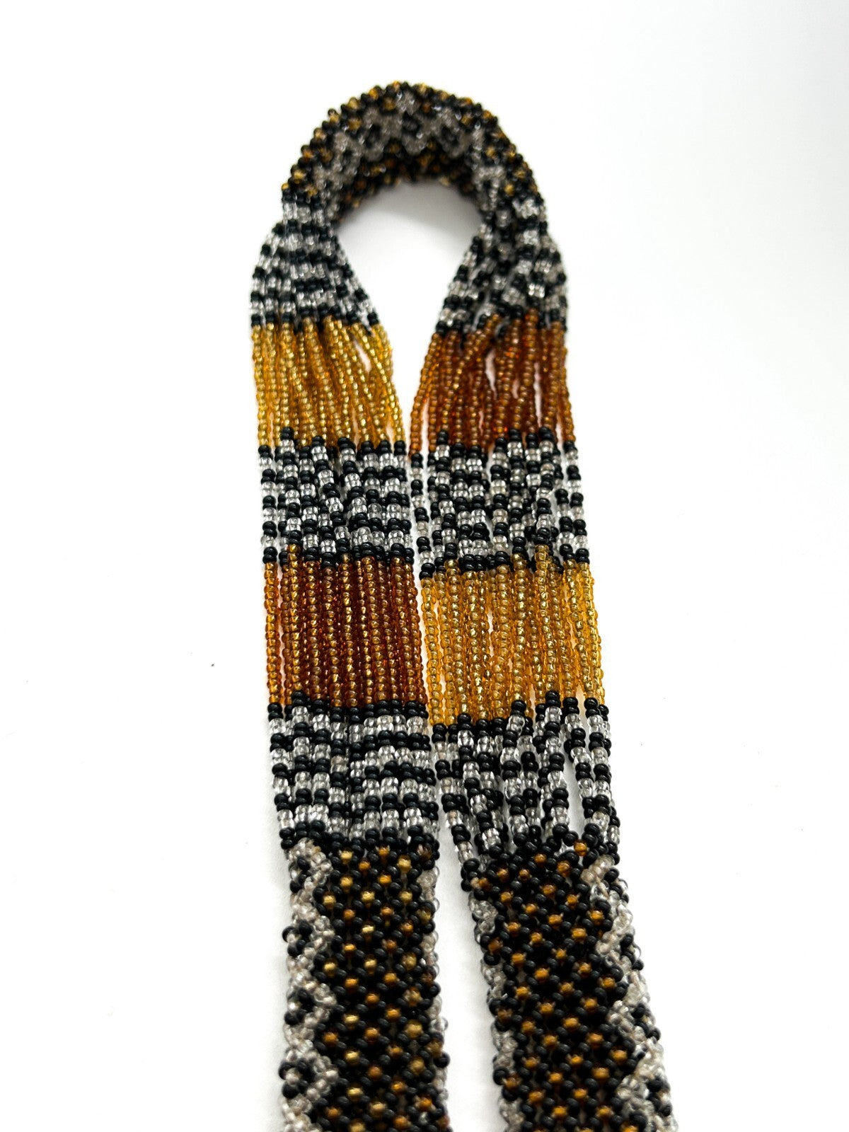 Vintage Hand Woven Seed Bead Necklace 16 Strand Geometric Artisan Jewellery