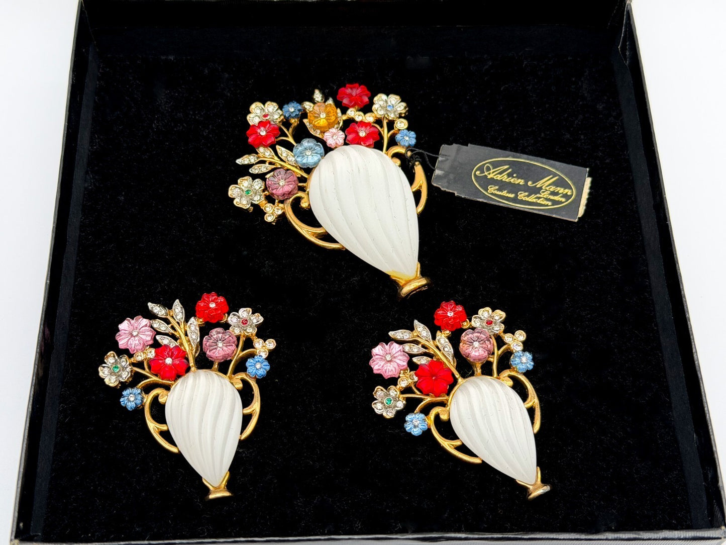 Vintage Craft (Gem-Craft) Adrien Mann Couture Giardinetti Brooch & Clip Ons