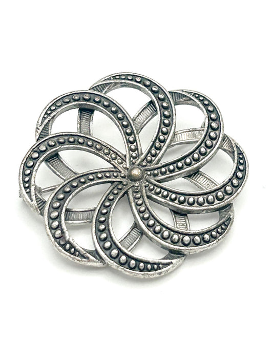 Vintage Celtic Knot Swirl Pewter Brooch