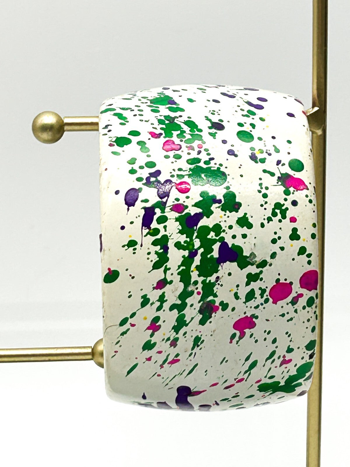 Retro Paint Splat Acrylic Chunky Cuff Bracelet Pink Purple Green Bangle