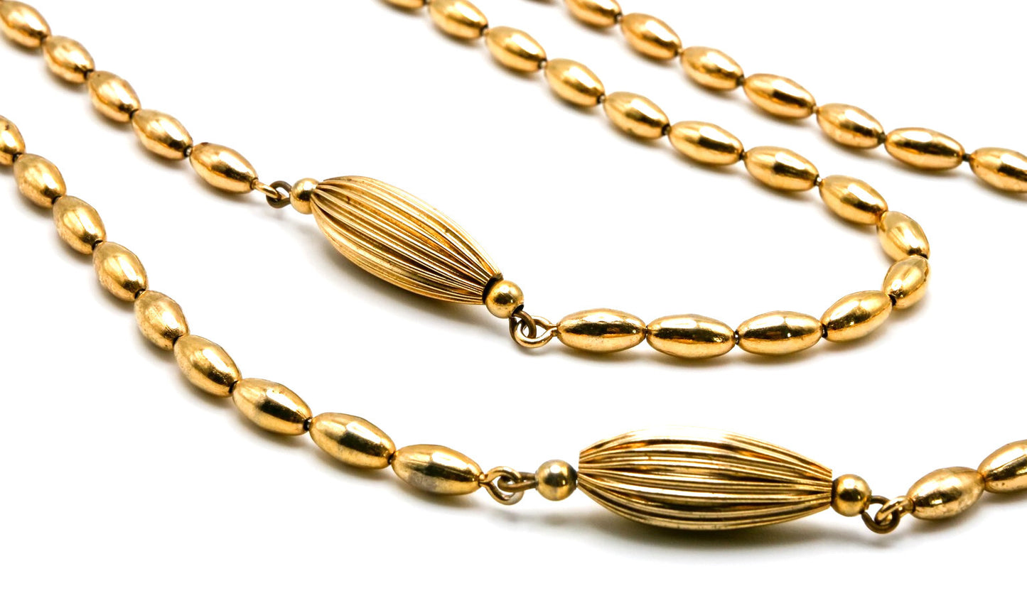 Napier Gold Tone Oval Bead Long Strand Necklace – 64”