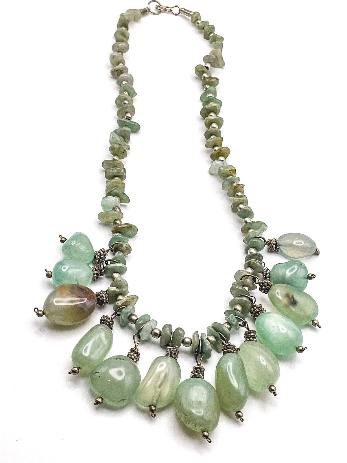 Aventurine Nugget and Chip Necklace, 203g, 23" Gemstone Light Green Boho