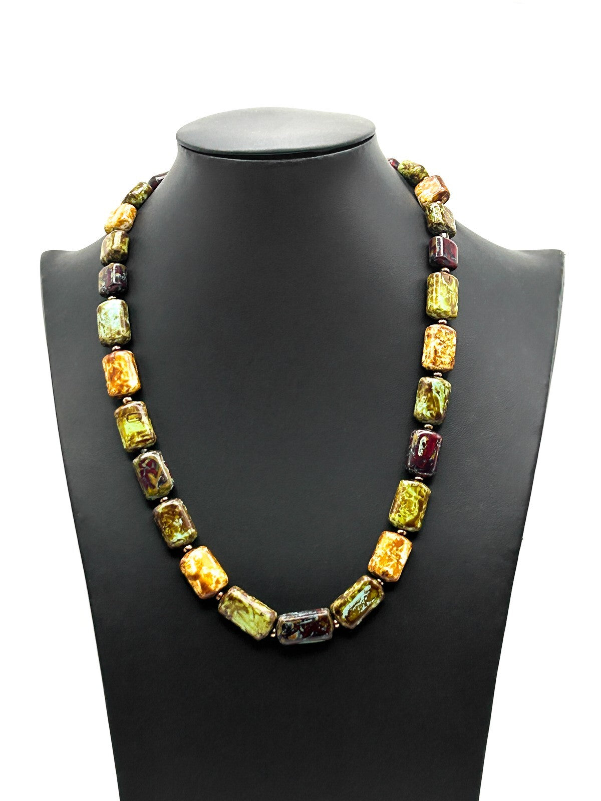 Vintage Picasso Mottled Glass Bead Necklace – 21.5”